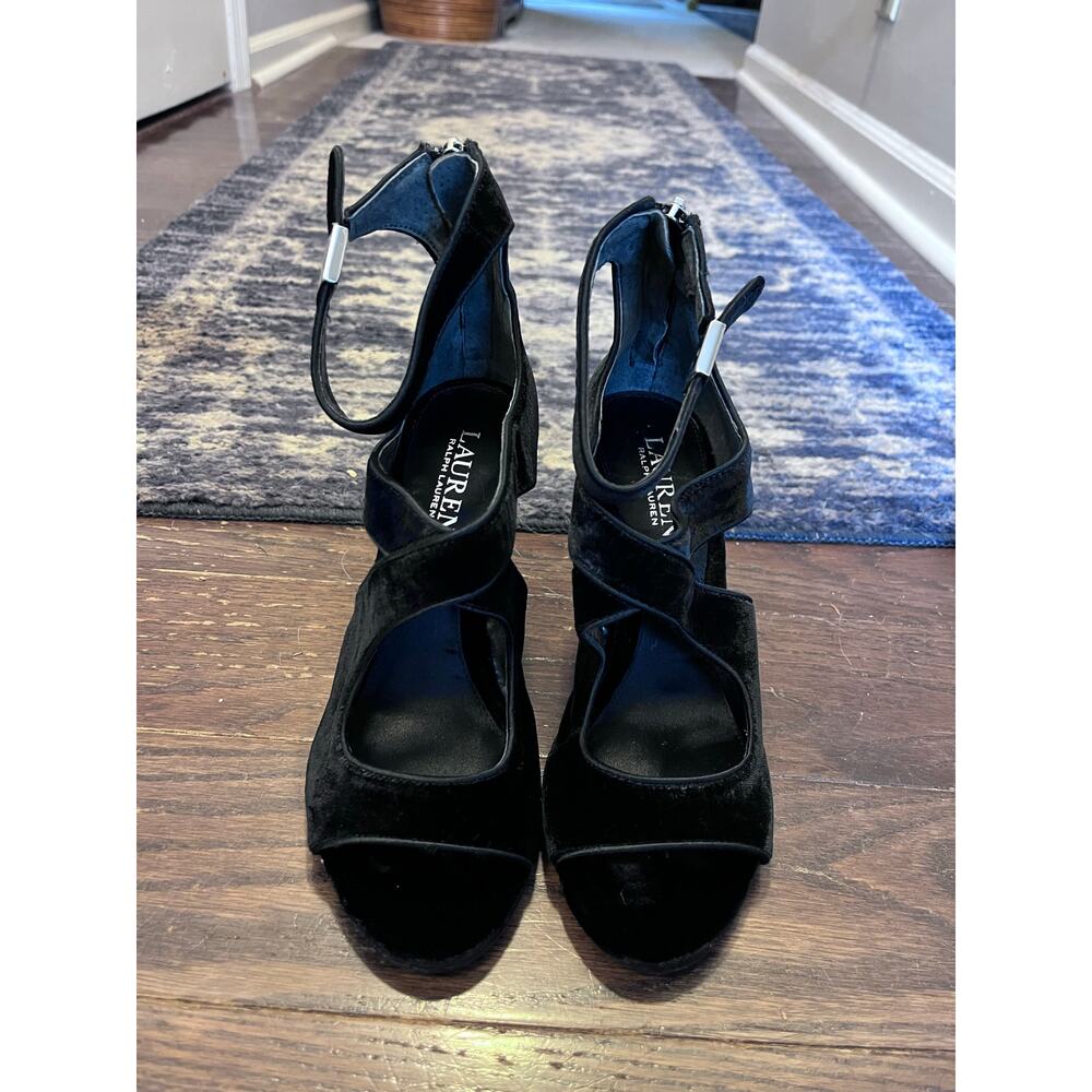 lauren ralph lauren tyra peep toe velvet sandal size 7